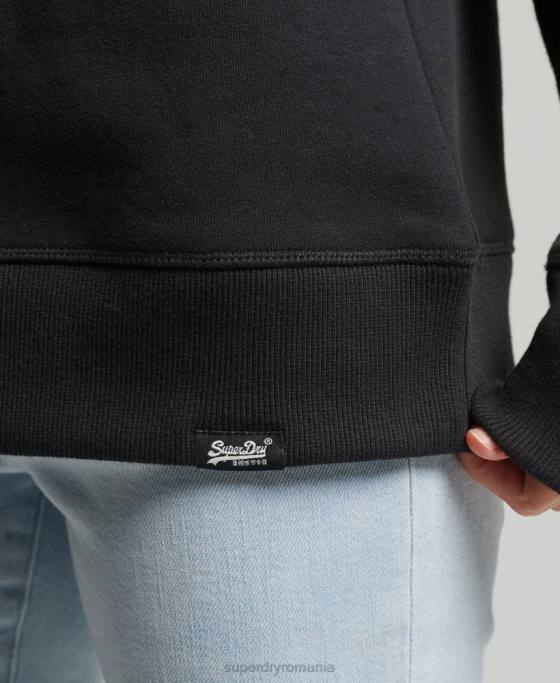 Superdry hanorac crew vintage din bumbac organic îmbrăcăminte negru femei JX0Z5981