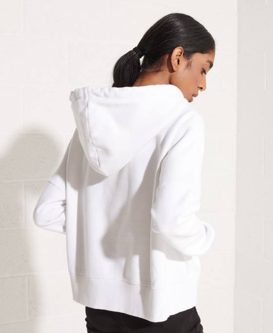 Superdry hanorac crop cu logo cooperate îmbrăcăminte alb femei JX0Z3483