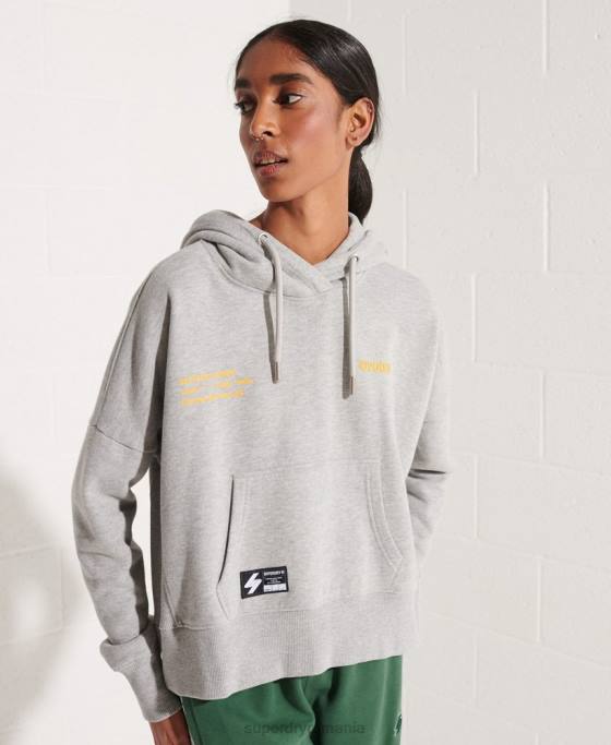 Superdry hanorac crop cu logo cooperate îmbrăcăminte gri femei JX0Z3480