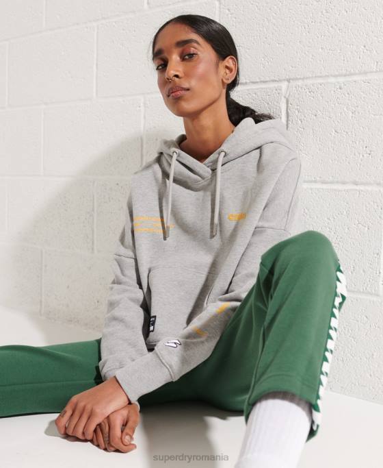 Superdry hanorac crop cu logo cooperate îmbrăcăminte gri femei JX0Z3480