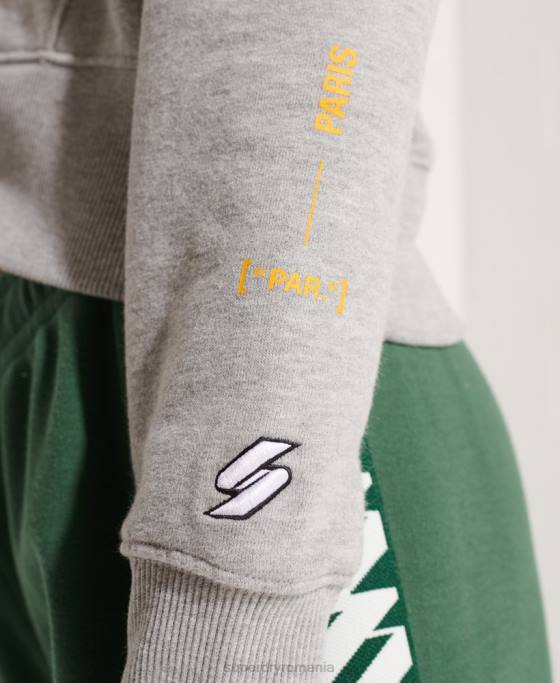 Superdry hanorac crop cu logo cooperate îmbrăcăminte gri femei JX0Z3480