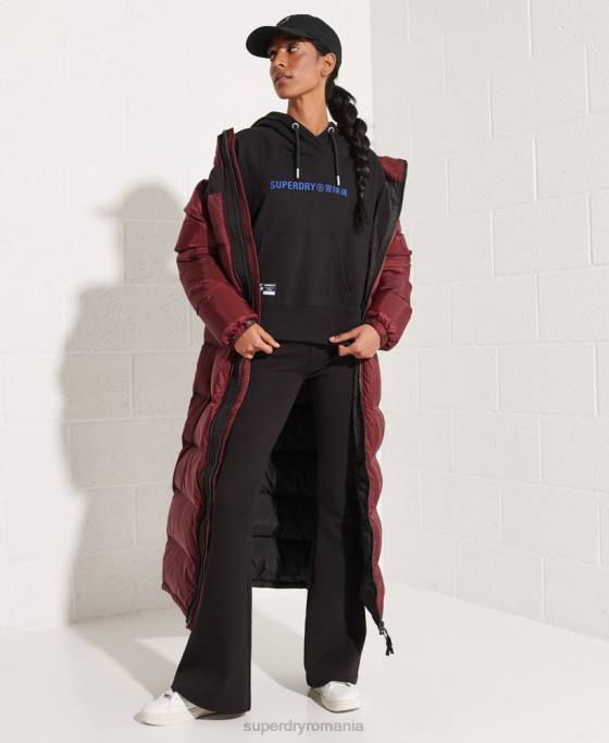 Superdry hanorac crop cu logo cooperate îmbrăcăminte negru femei JX0Z3470