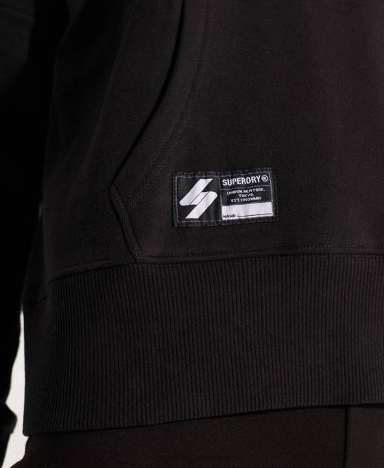 Superdry hanorac crop cu logo cooperate îmbrăcăminte negru femei JX0Z3470