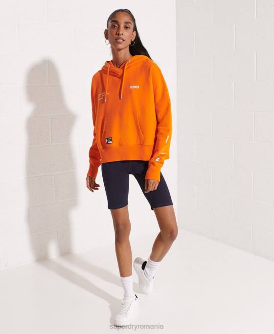 Superdry hanorac crop cu logo cooperate îmbrăcăminte portocale femei JX0Z6145
