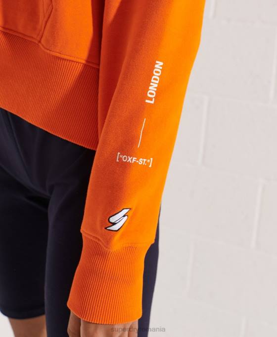 Superdry hanorac crop cu logo cooperate îmbrăcăminte portocale femei JX0Z6145