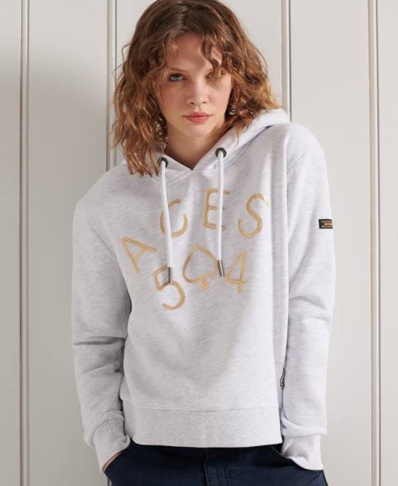 Superdry hanorac crop cu logo militar îmbrăcăminte gri deschis femei JX0Z3495