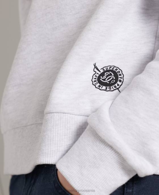 Superdry hanorac crop cu logo militar îmbrăcăminte gri deschis femei JX0Z3495