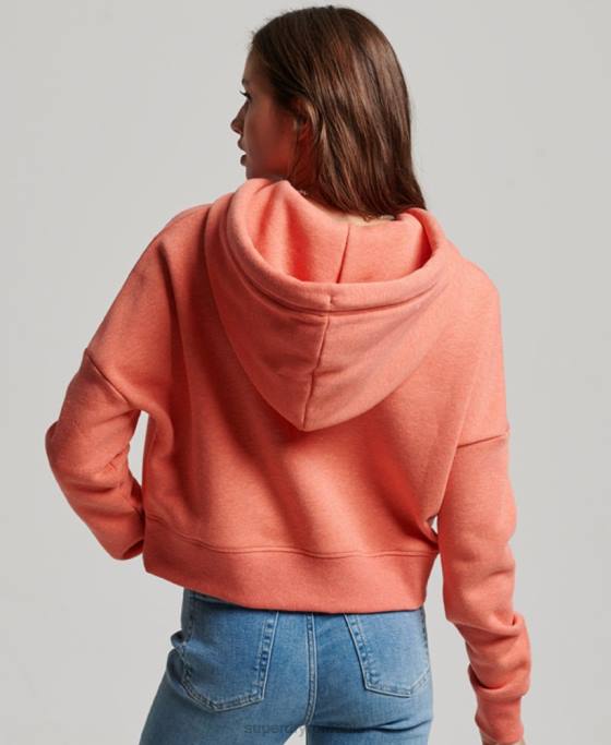 Superdry hanorac crop cu logo vintage îmbrăcăminte coral femei JX0Z3366
