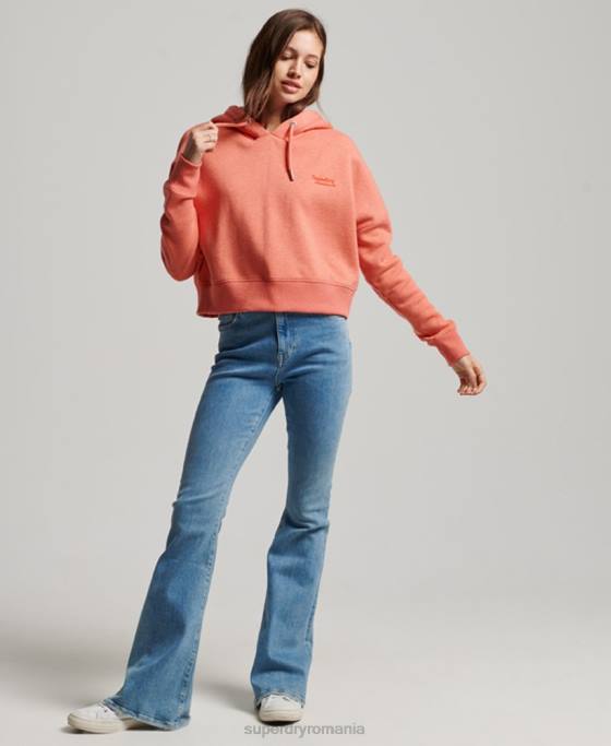 Superdry hanorac crop cu logo vintage îmbrăcăminte coral femei JX0Z3366