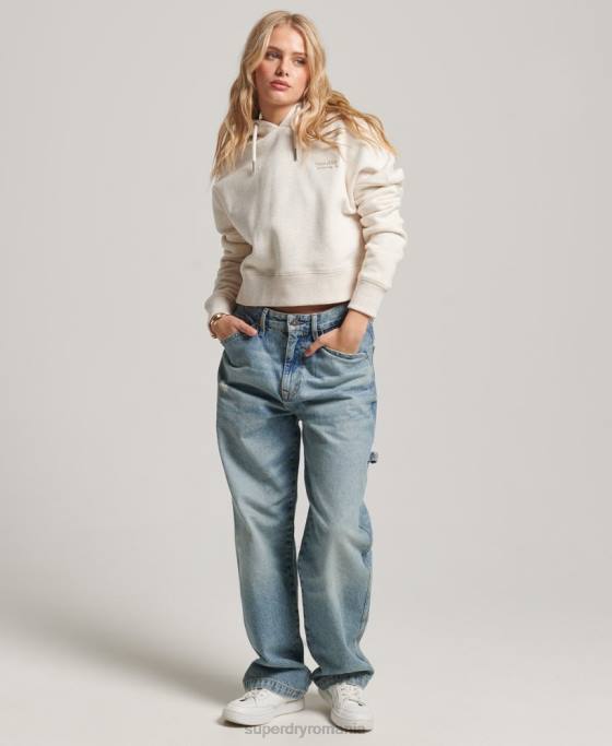 Superdry hanorac crop cu logo vintage îmbrăcăminte cremă femei JX0Z1977