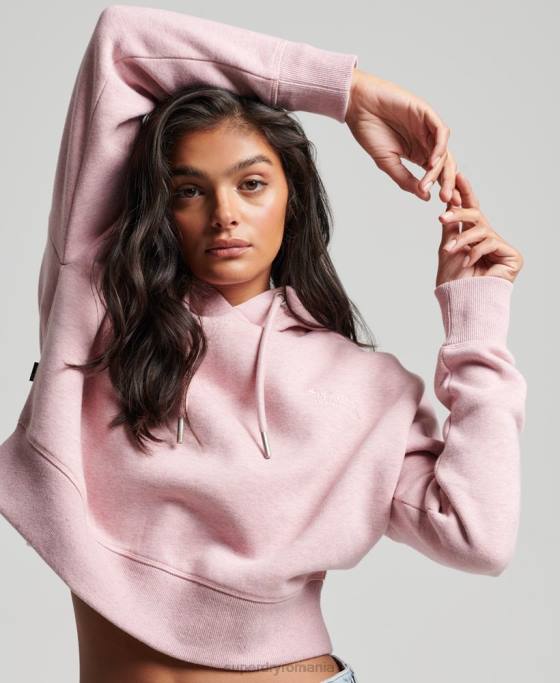 Superdry hanorac crop cu logo vintage îmbrăcăminte roz femei JX0Z3430