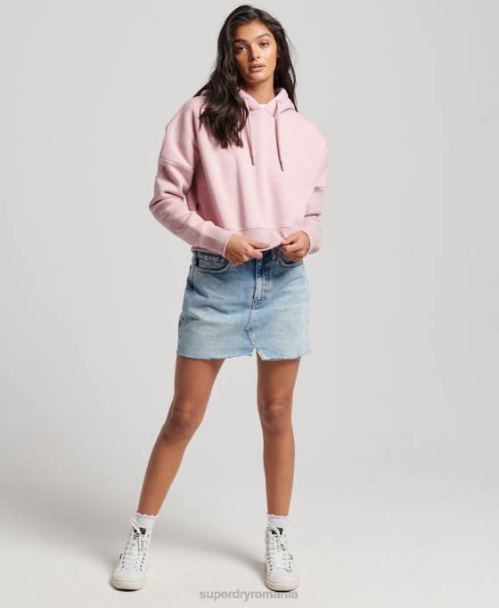 Superdry hanorac crop cu logo vintage îmbrăcăminte roz femei JX0Z3430