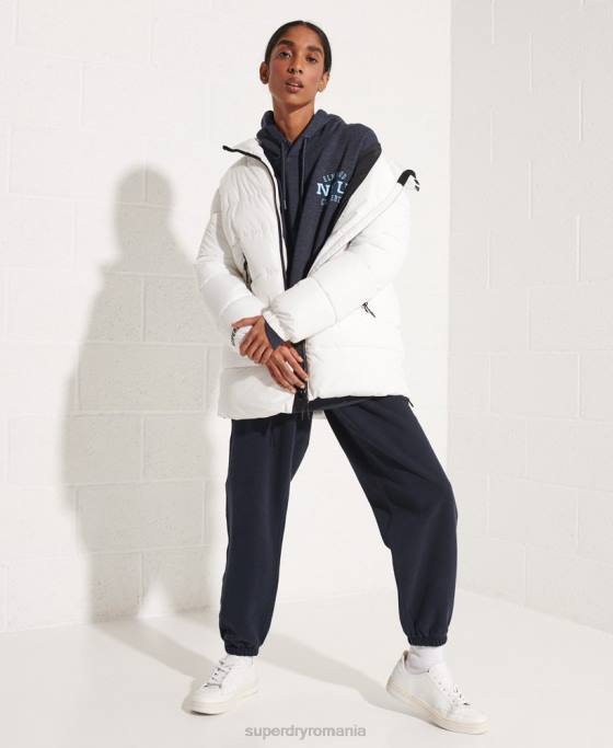 Superdry hanorac crop grafic pentru colegiu îmbrăcăminte albastru femei JX0Z5977