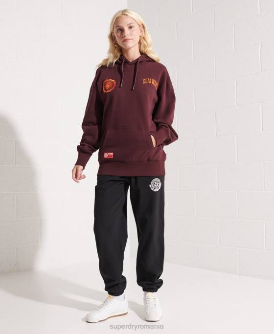 Superdry hanorac crop grafic pentru colegiu îmbrăcăminte roșu femei JX0Z5824