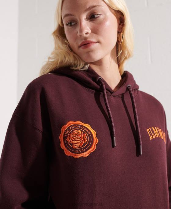 Superdry hanorac crop grafic pentru colegiu îmbrăcăminte roșu femei JX0Z5824