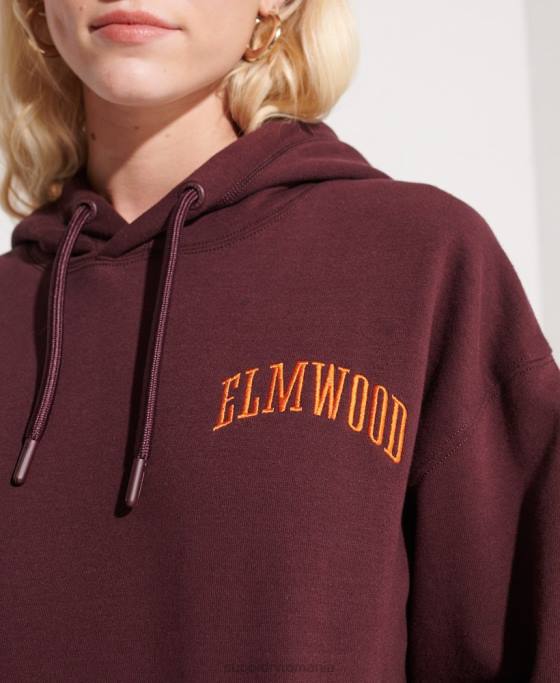 Superdry hanorac crop grafic pentru colegiu îmbrăcăminte roșu femei JX0Z5824