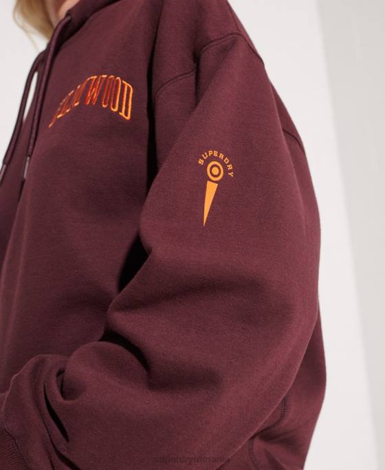 Superdry hanorac crop grafic pentru colegiu îmbrăcăminte roșu femei JX0Z5824