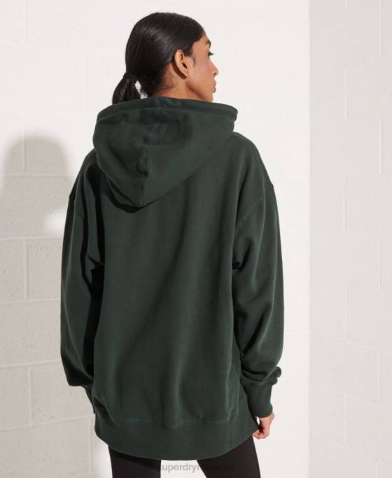 Superdry hanorac crop grafic pentru colegiu îmbrăcăminte verde femei JX0Z6168