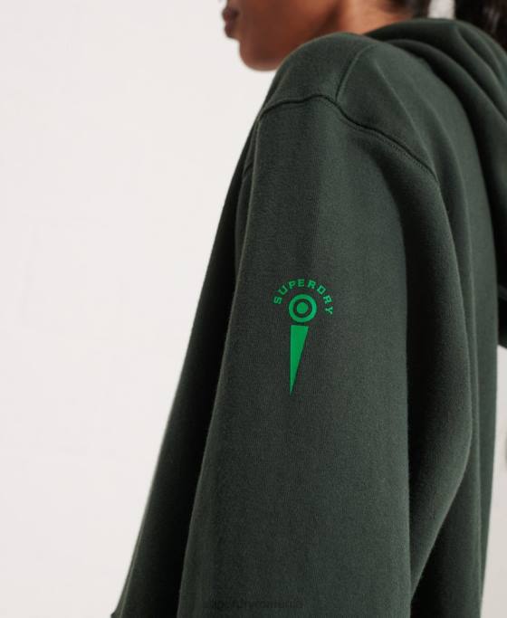 Superdry hanorac crop grafic pentru colegiu îmbrăcăminte verde femei JX0Z6168