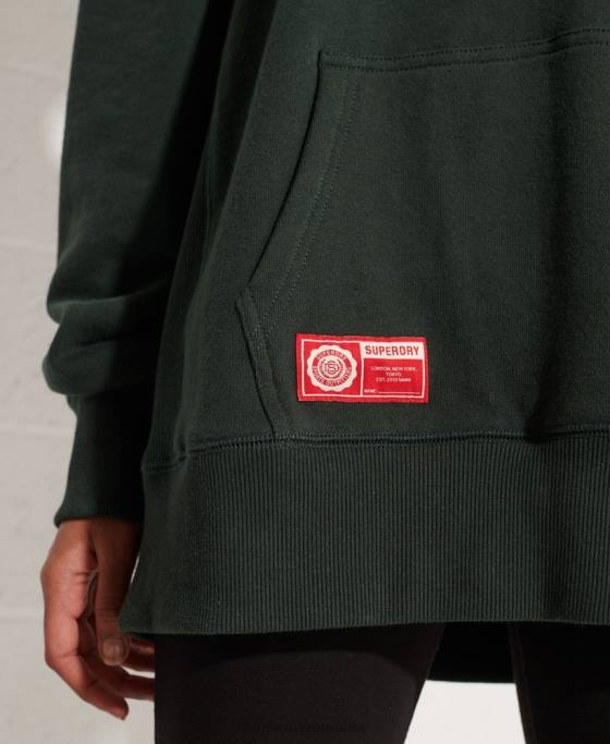 Superdry hanorac crop grafic pentru colegiu îmbrăcăminte verde femei JX0Z6168