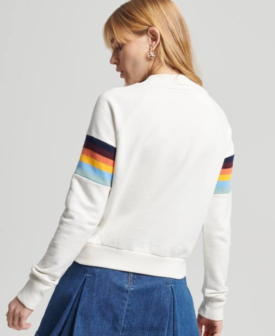 Superdry hanorac cropped cu dungi cali vintage îmbrăcăminte cremă femei JX0Z5995