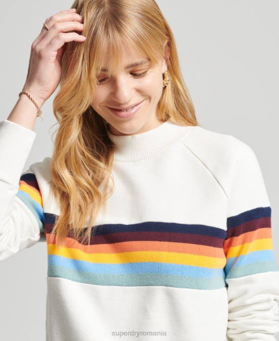 Superdry hanorac cropped cu dungi cali vintage îmbrăcăminte cremă femei JX0Z5995