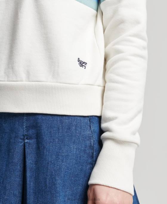 Superdry hanorac cropped cu dungi cali vintage îmbrăcăminte cremă femei JX0Z5995