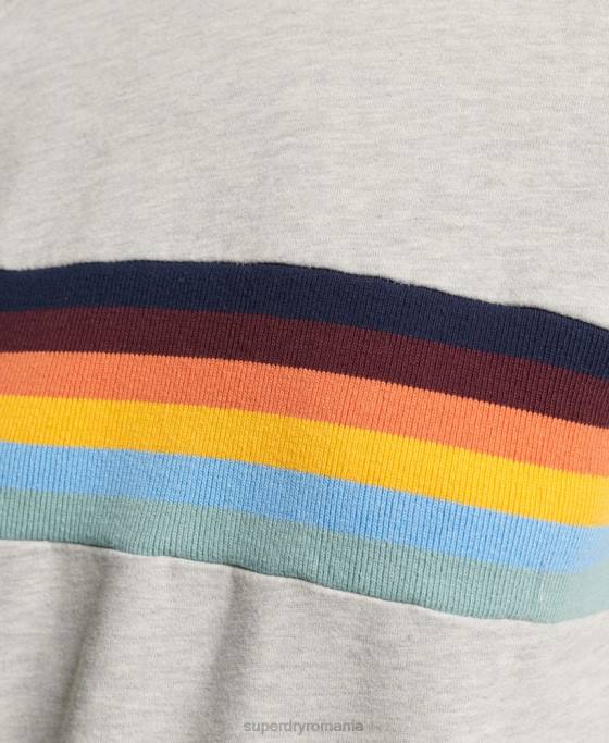 Superdry hanorac cropped cu dungi cali vintage îmbrăcăminte gri deschis femei JX0Z3482