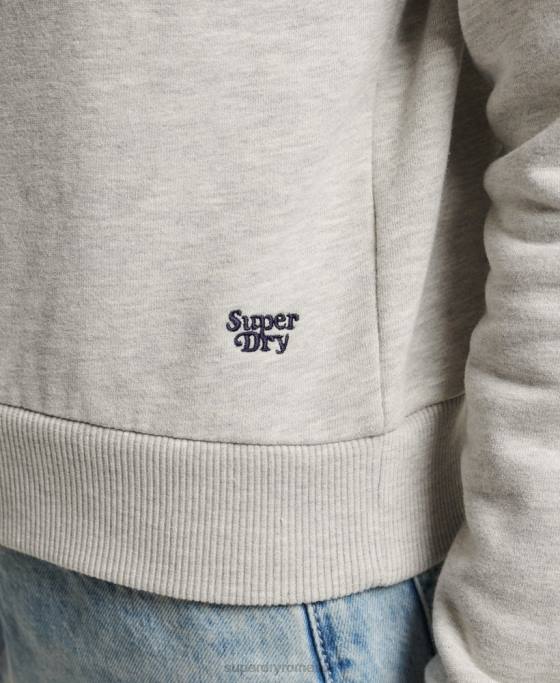 Superdry hanorac cropped cu dungi cali vintage îmbrăcăminte gri deschis femei JX0Z3482