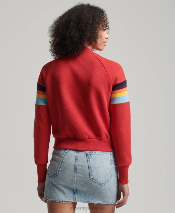 Superdry hanorac cropped cu dungi cali vintage îmbrăcăminte roșu femei JX0Z3468