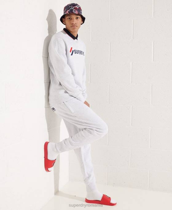 Superdry hanorac cu aplicații în stil sport îmbrăcăminte gri deschis bărbați JX0Z5108