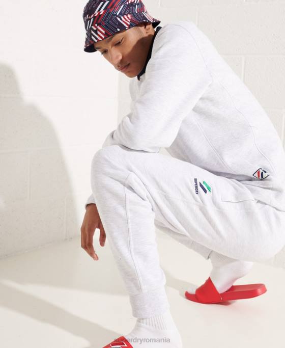 Superdry hanorac cu aplicații în stil sport îmbrăcăminte gri deschis bărbați JX0Z5108