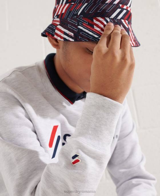Superdry hanorac cu aplicații în stil sport îmbrăcăminte gri deschis bărbați JX0Z5108