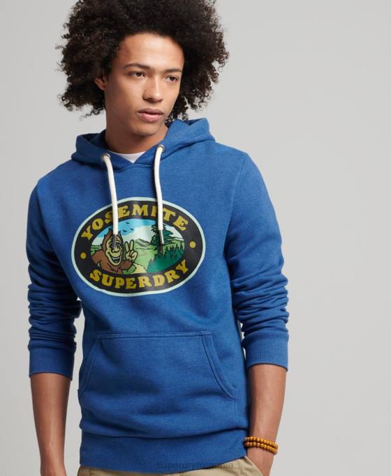 Superdry hanorac cu autocolant de călătorie îmbrăcăminte albastru inchis bărbați JX0Z587