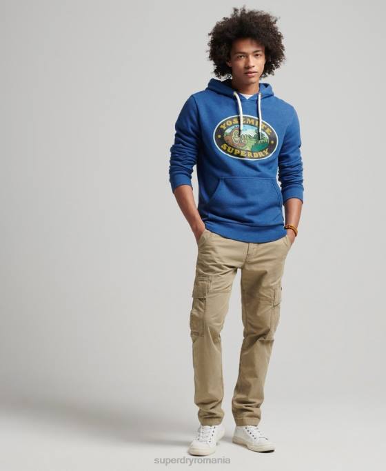 Superdry hanorac cu autocolant de călătorie îmbrăcăminte albastru inchis bărbați JX0Z587