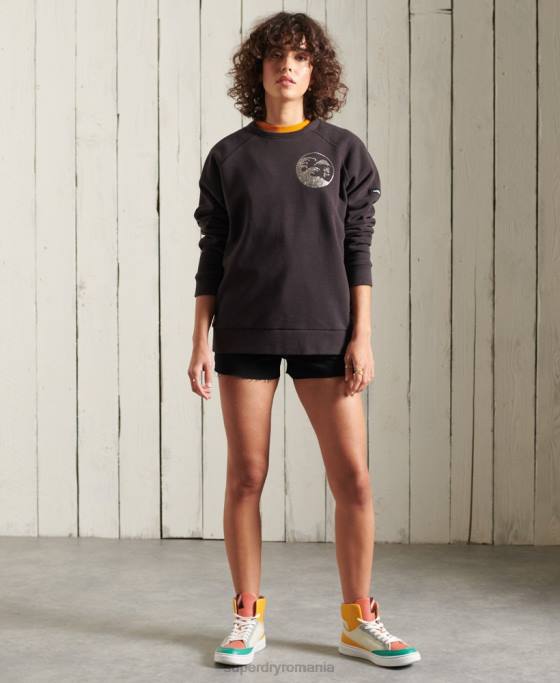 Superdry hanorac cu bandă boemă îmbrăcăminte negru femei JX0Z6118