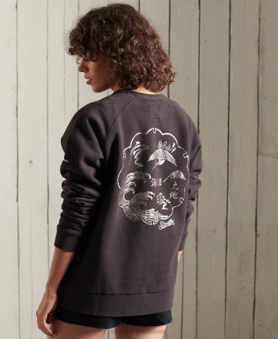 Superdry hanorac cu bandă boemă îmbrăcăminte negru femei JX0Z6118