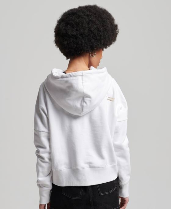 Superdry hanorac cu cap cu logo-ul independent îmbrăcăminte alb femei JX0Z5844