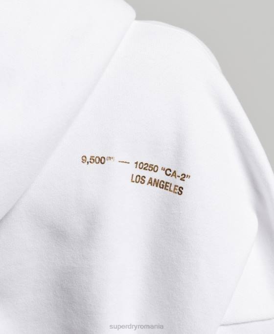 Superdry hanorac cu cap cu logo-ul independent îmbrăcăminte alb femei JX0Z5844