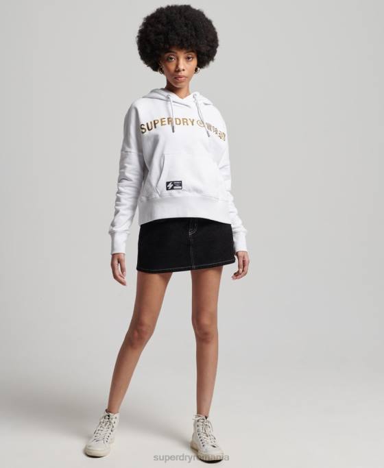 Superdry hanorac cu cap cu logo-ul independent îmbrăcăminte alb femei JX0Z5844