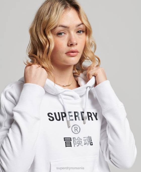 Superdry hanorac cu cap cu logo-ul independent îmbrăcăminte alb femei JX0Z5894