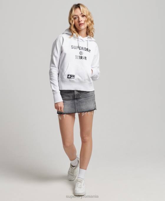 Superdry hanorac cu cap cu logo-ul independent îmbrăcăminte alb femei JX0Z5894