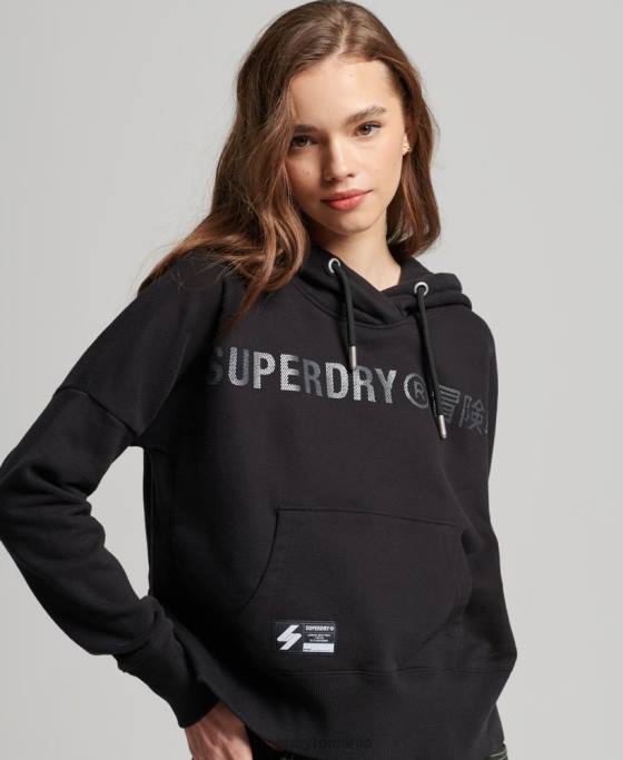 Superdry hanorac cu cap cu logo-ul independent îmbrăcăminte negru femei JX0Z5780