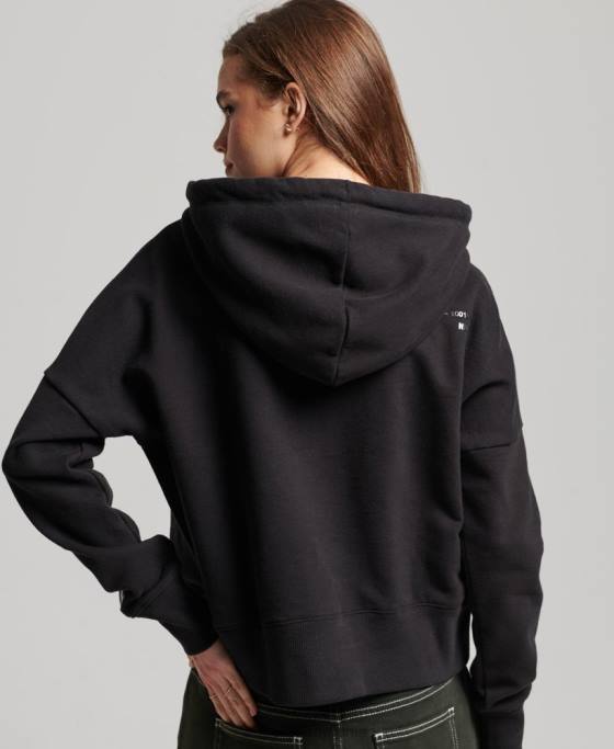 Superdry hanorac cu cap cu logo-ul independent îmbrăcăminte negru femei JX0Z5780
