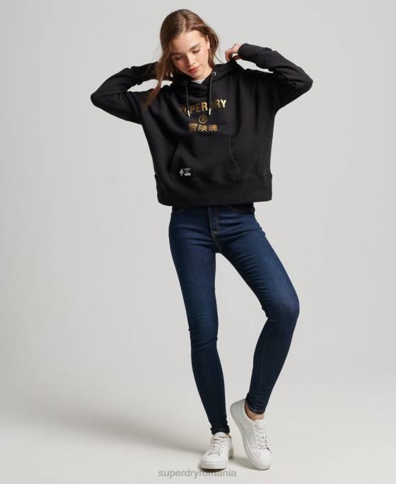 Superdry hanorac cu cap cu logo-ul independent îmbrăcăminte negru femei JX0Z5871
