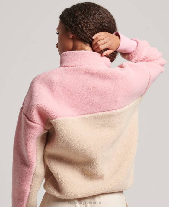 Superdry hanorac cu căptușeală moale henley borg îmbrăcăminte coral femei JX0Z5996