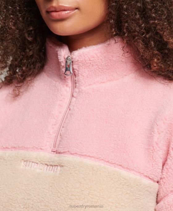 Superdry hanorac cu căptușeală moale henley borg îmbrăcăminte coral femei JX0Z5996
