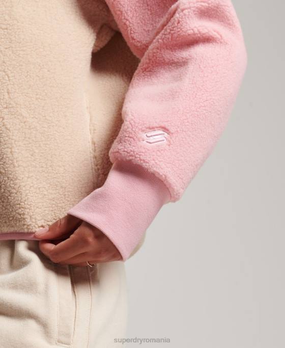 Superdry hanorac cu căptușeală moale henley borg îmbrăcăminte coral femei JX0Z5996