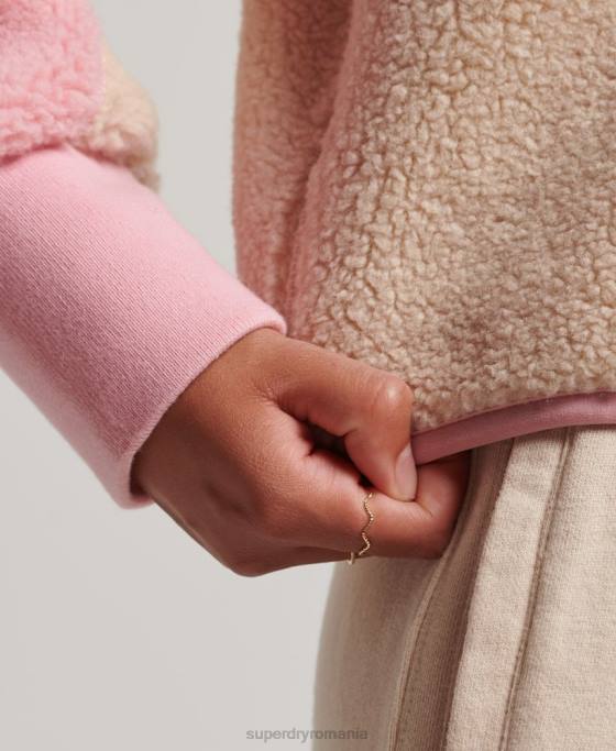 Superdry hanorac cu căptușeală moale henley borg îmbrăcăminte coral femei JX0Z5996