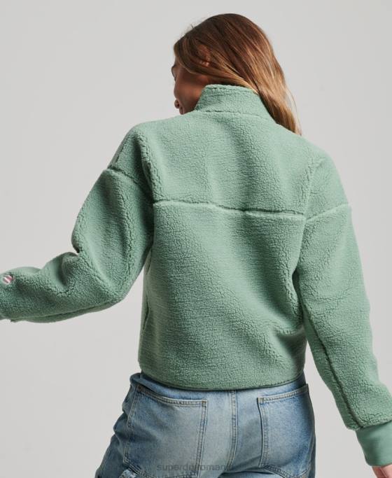 Superdry hanorac cu căptușeală moale henley borg îmbrăcăminte verde femei JX0Z5914